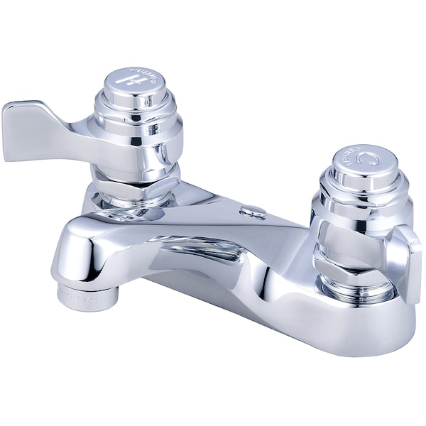 Self-Close Two Handle Bathroom Faucet, NPSM, Centerset, Polished Chrm